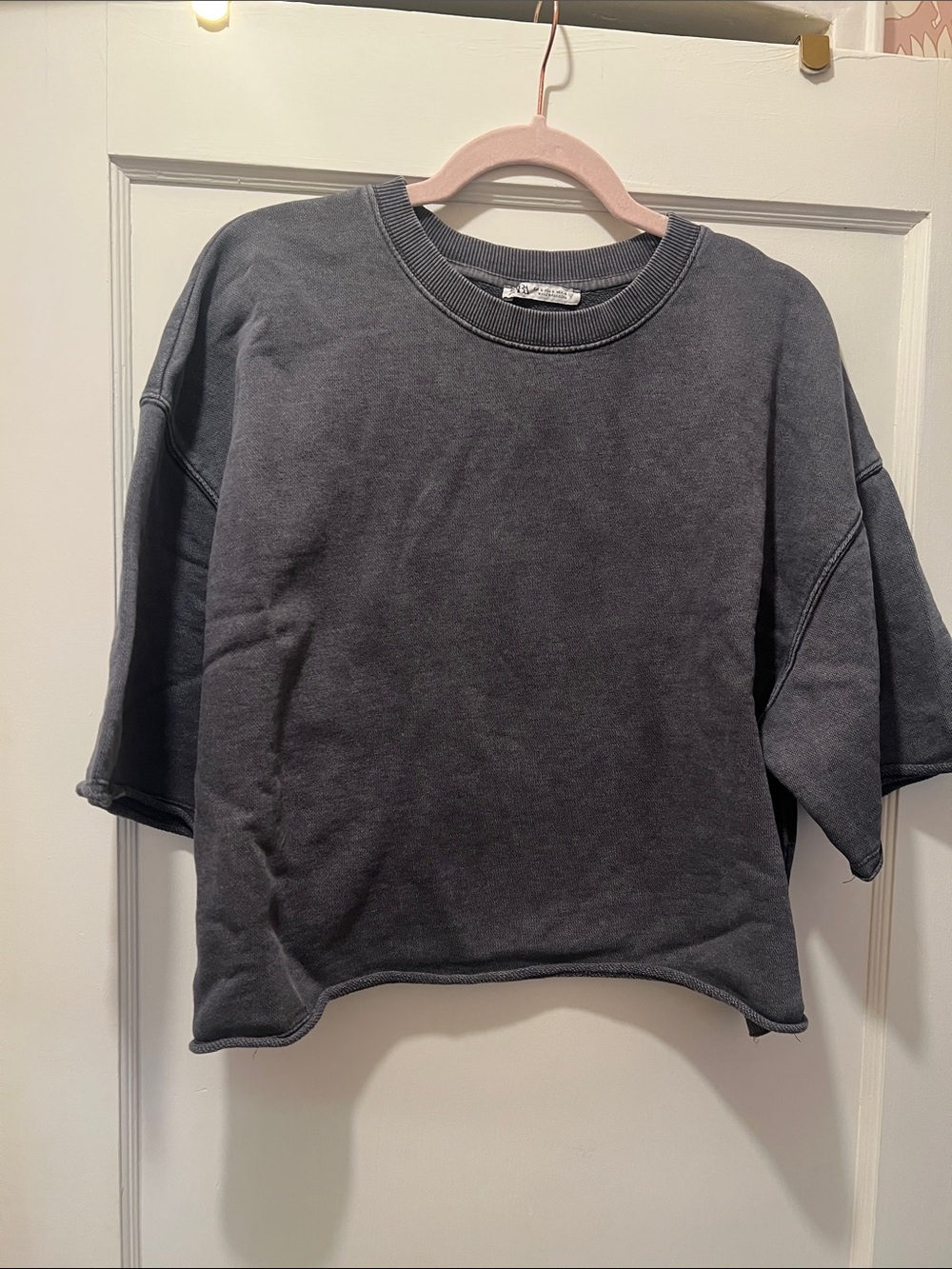 Zara Dark‎ Charcoal Ribbed Crewneck Sweatshirt